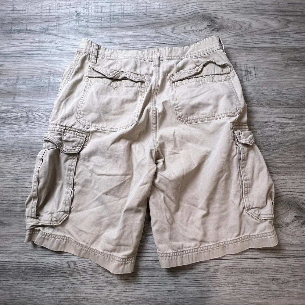 St. John's Bay Cargo Shorts Mens 32 Khaki Tan Cotton Utility Relaxed Hiking